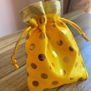Bright yellow & gold polka dot 10 potli gift bags